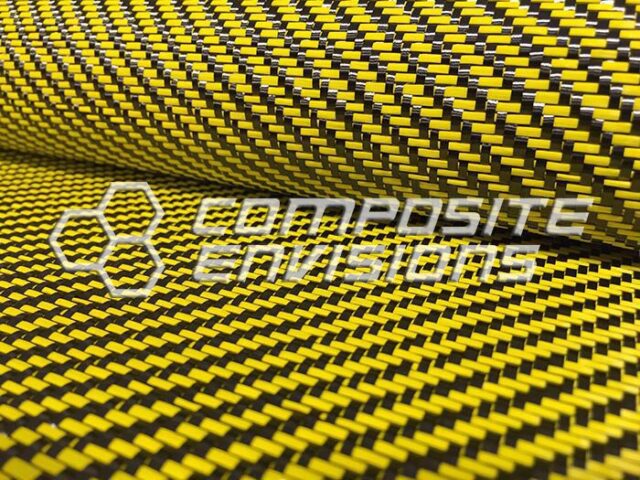 Carbon Fiber Yellow Dyed Fiberglass Fabric 22 Twill 3k 50 127cm 12