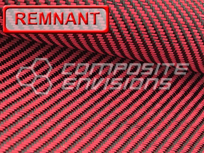 Carbon Fiber / Red Dyed Fiberglass Fabric 2x2 Twill 3k 50"/127cm 12.53oz/425gsm DISCOUNTED REMNANTS