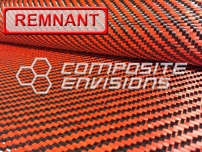 Carbon Fiber/Orange Dyed Fiberglass Fabric 2x2 Twill 3k 50"/127cm 12.53oz/425gsm DISCOUNTED REMNANTS