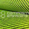 Improved Carbon Fiber/Lime Green Dyed Fiberglass Fabric 2x2 Twill 3k 50"/127cm 12.53oz/425gsm Version 2 Softer