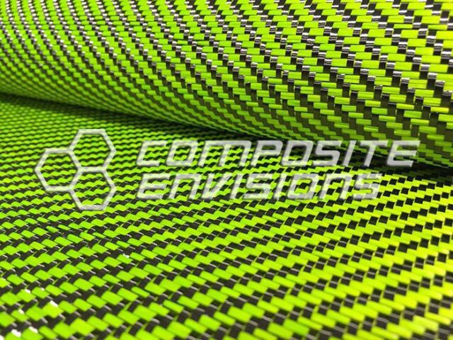 Carbon Fiber/Lime Green Dyed Fiberglass Fabric 2×2 Twill 3k 50″/127cm ...