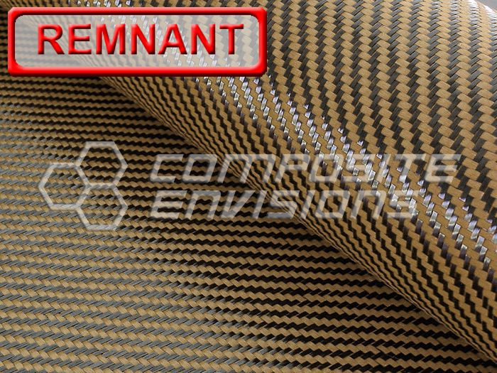 Carbon Fiber/Tan Kevlar Fabric 2x2 Twill 3k 50"/127cm 5.5oz/186gsm DISCOUNTED REMNANTS