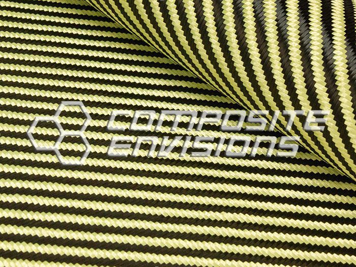 Carbon Fiber/Yellow Kevlar Fabric 4×4 Twill 3k/1500d 50″/127cm 7.8oz/260gsm  - Composite Envisions