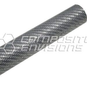 Roll Wrapped Carbon Fiber Tube Silver Aluminized 2x2 Twill Weave Gloss Finish - 25mm OD x 23mm ID x 37" long