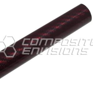 Roll Wrapped Carbon Fiber Red Kevlar Tube 2x2 Twill Weave Gloss Finish - 25mm OD x 23mm ID x 1m