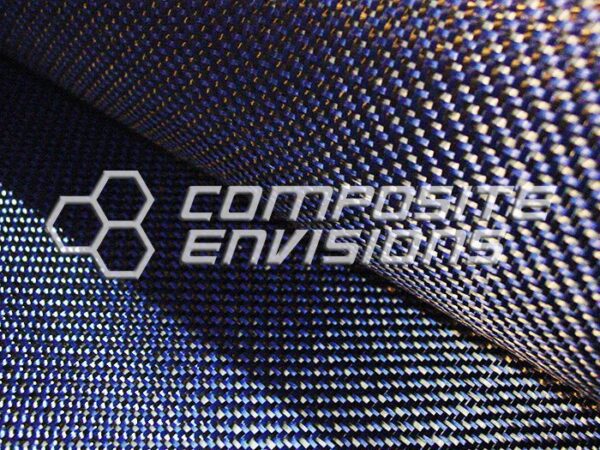 Carbon Fiber/Blue Kevlar Fabric 2x2 DUAL Twill 3k 50"/127cm 6.5oz/220gsm