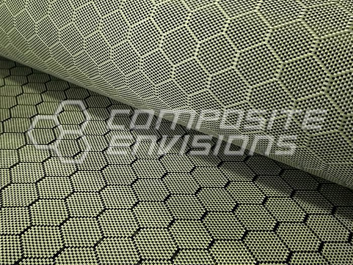 Carbon Fiber/Blue Aramid Hybrid Fabric Honeycomb 3k 50"/127cm 6.49oz/220gsm