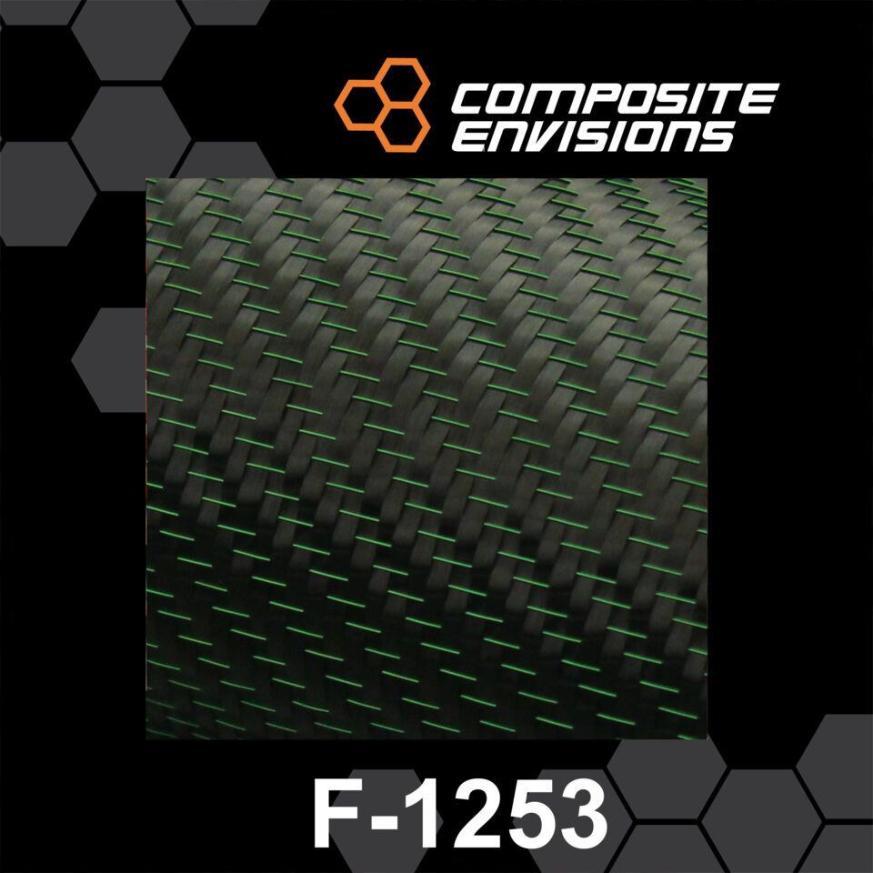 Carbon Fiber/Lime Green Dyed Fiberglass Fabric 2×2 Twill 3k 50″/127cm  12.53oz/425gsm Version 2 Softer - Composite Envisions