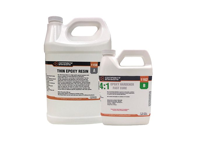 THIN- 4:1 Two Part Thin Epoxy Resin System – Kit Size 1.25 Gallons
