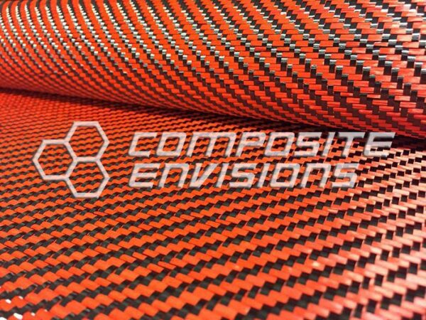 Carbon Fiber/Orange Dyed Fiberglass Fabric 2x2 Twill 3k 50"/127cm 12.53oz/425gsm