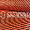 Carbon Fiber/Orange Dyed Fiberglass Fabric 2x2 Twill 3k 50"/127cm 12.53oz/425gsm-Sample