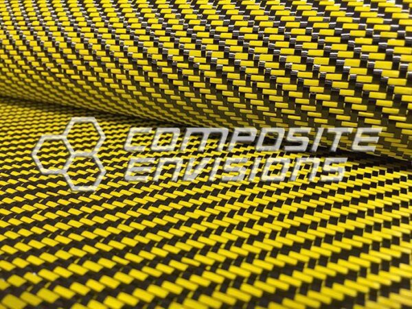 Carbon Fiber/Yellow Dyed Fiberglass Fabric 2x2 Twill 3k 50"/127cm 12.53oz/425gsm