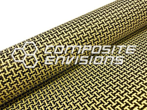 Carbon Fiber/Yellow Kevlar Fabric Dogbone (I/H) Weave 3k 50"/127cm 5.96oz/202gsm