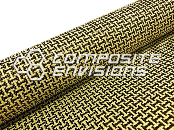 Carbon Fiber/Yellow Kevlar Fabric Dogbone (I/H) Weave 3k 5.96oz/202gsm -  Composite Envisions