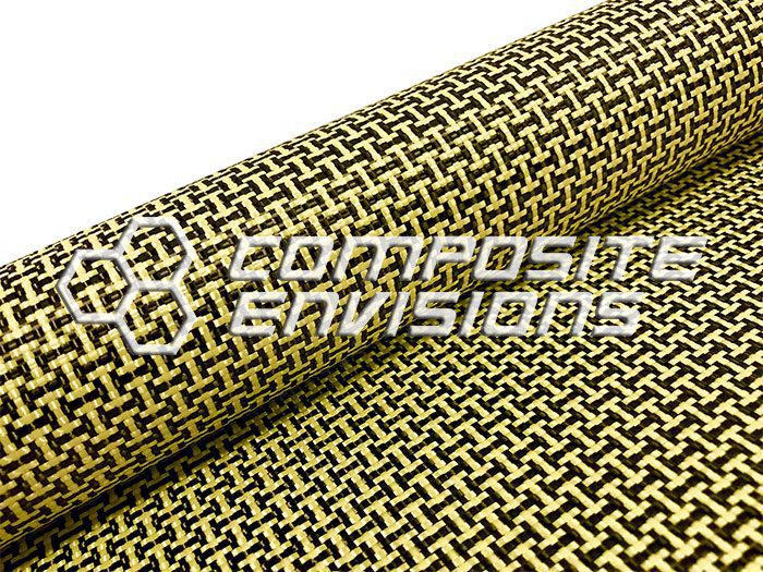 Carbon Fiber/Yellow Kevlar Fabric Dogbone (I/H) Weave 3k 5.96oz/202gsm -  Composite Envisions