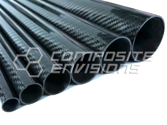 Roll Wrapped Carbon Fiber Tube 2x2 Twill Weave Gloss Finish 1m