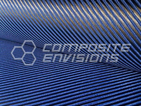Carbon Fiber/Blue Kevlar Fabric 4x4 Twill 3k 50"/127cm 7.6oz/257gsm