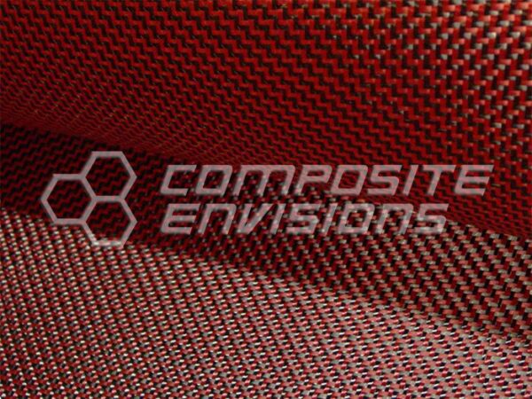 Carbon Fiber/Red Kevlar Fabric 2x2 DUAL Twill 3k 50"/127cm 6.5oz/220gsm