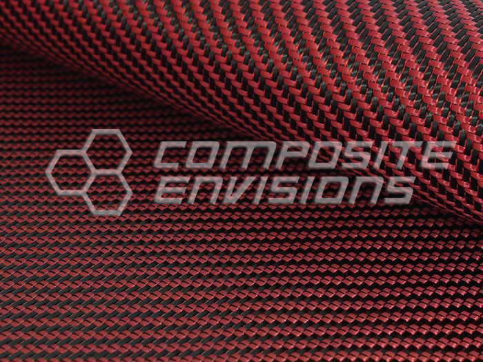 Red Reflections Carbon Fiber/Red Kevlar Fabric 2x2 Twill 3k 50"/127cm 5.7oz/193gsm