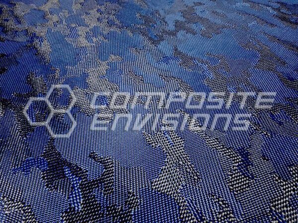 Camouflage Carbon Fiber/Blue Aramid Hybrid 3k/1500d 50"/127cm 6oz/203gsm