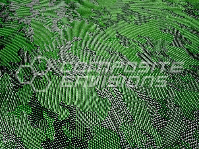 Camouflage Carbon Fiber/Green Polyester Hybrid 3k 50"/127cm 5.9oz/200gsm