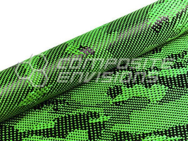 Camouflage Carbon Fiber/Green Polyester Hybrid 3k 50"/127cm 5.9oz/200gsm-Sample