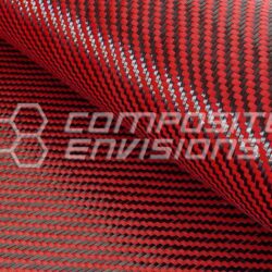 Carbon Fiber Red Kevlar Fabric 2×2 Twill 3k 50″ 127cm 5.5oz 186gsm 