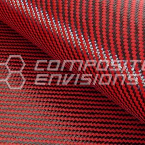 Carbon Fiber/Red Kevlar Fabric 2x2 Twill 3k 50"/127cm 5.5oz/186gsm-Sample
