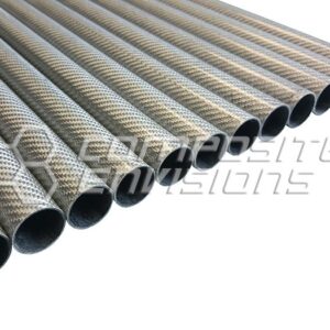 Roll Wrapped Carbon Fiber Tube Silver Aluminized Twill Weave Gloss Finish - 48" long