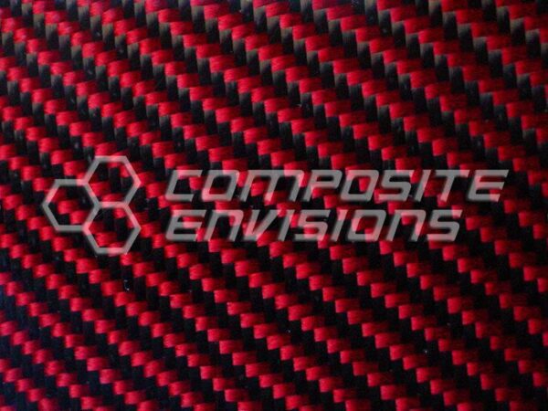 Carbon Fiber Red Kevlar Veneer Panel .012"/.3mm 2x2 twill - EPOXY